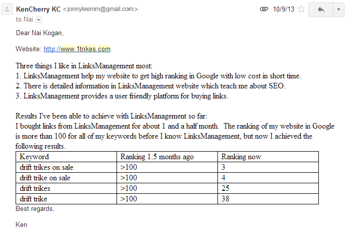 email from Ken