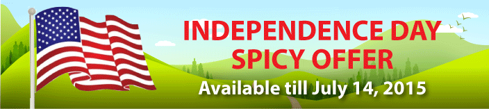 Independence Day Spicy Offer Available till                        July 14, 2015 
