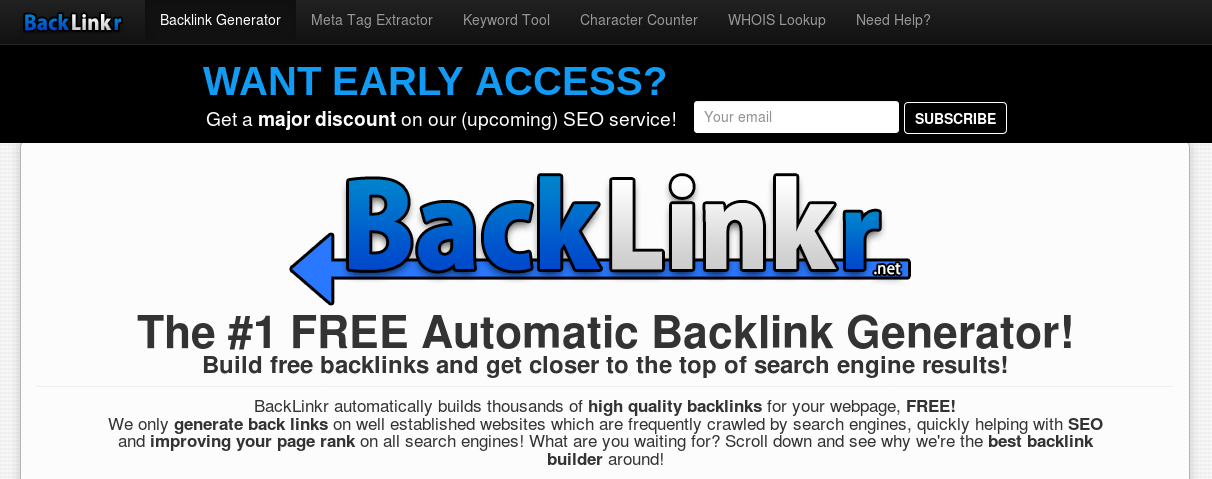 FREE Automatic Backlink Generator BackLinkr