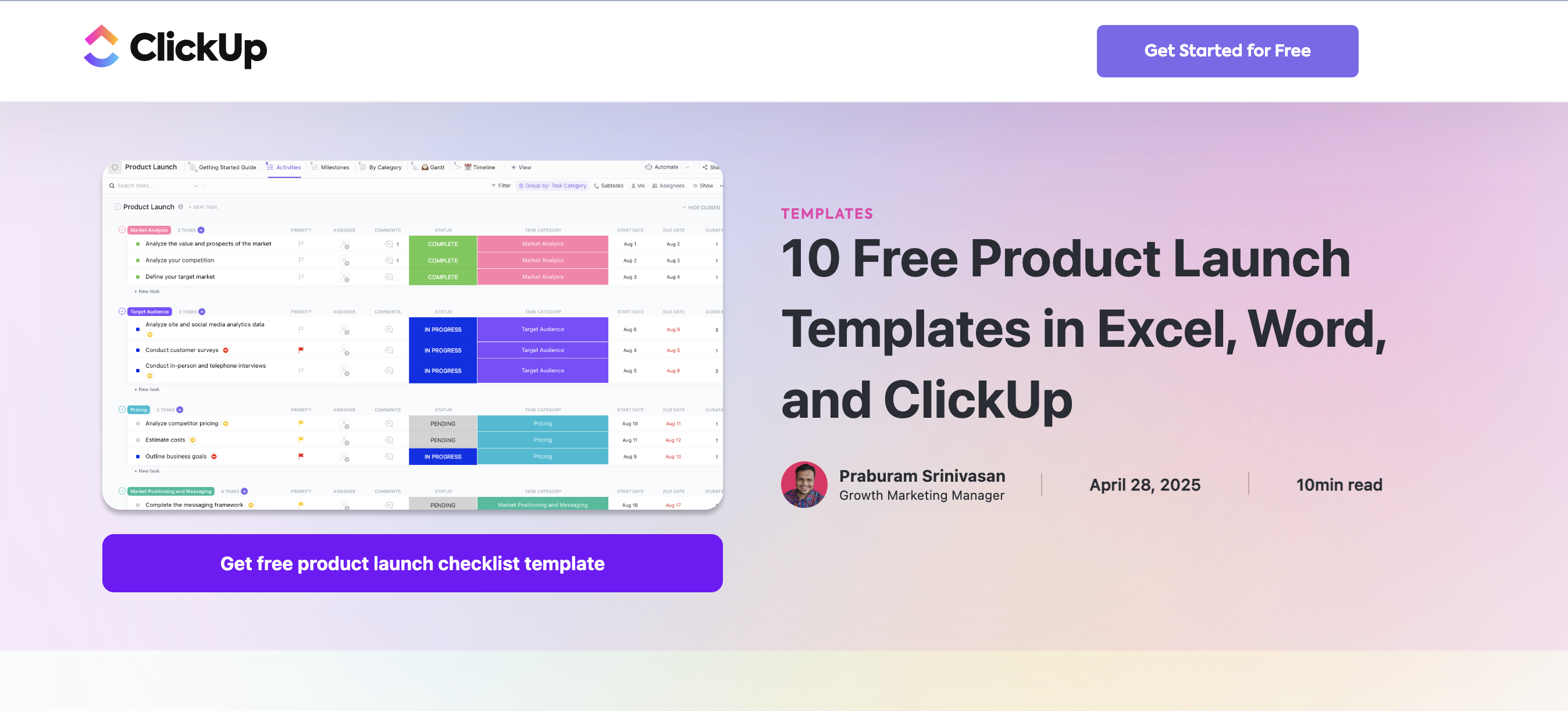 product marketing templates